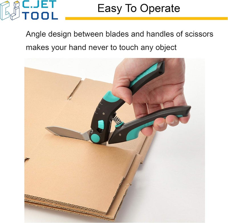 C.JET TOOL 10" Heavy Duty Carpet Cutter, Industrial Scissors, Multipurpose, Professional Soft Grip Stainless Steel (Turquoise) - Image 3